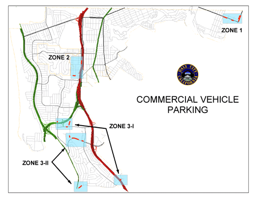 Map of Commercial Vehicle Parking Zones in Daly City