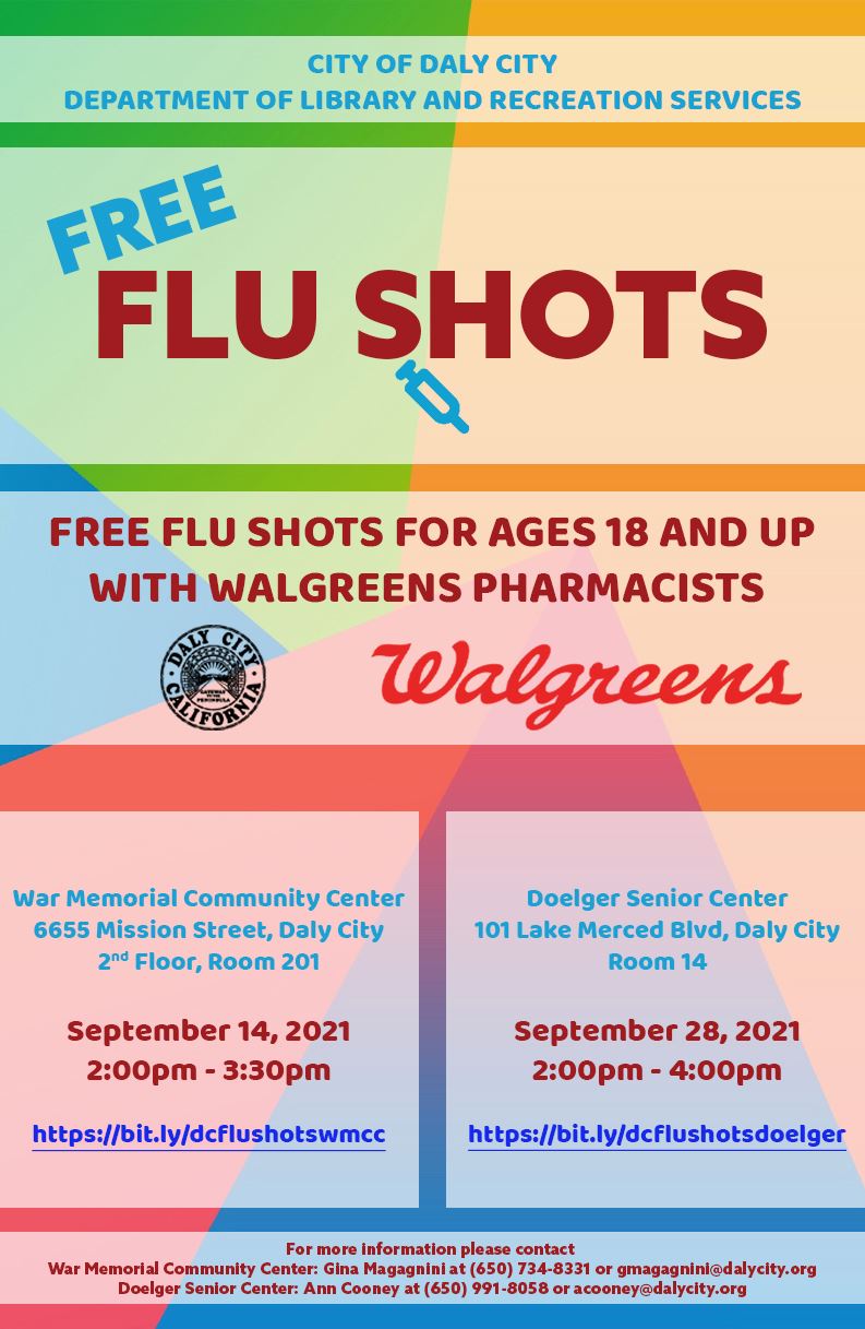 Image of Flu Clinic Flyer for Doelger & War Memorial