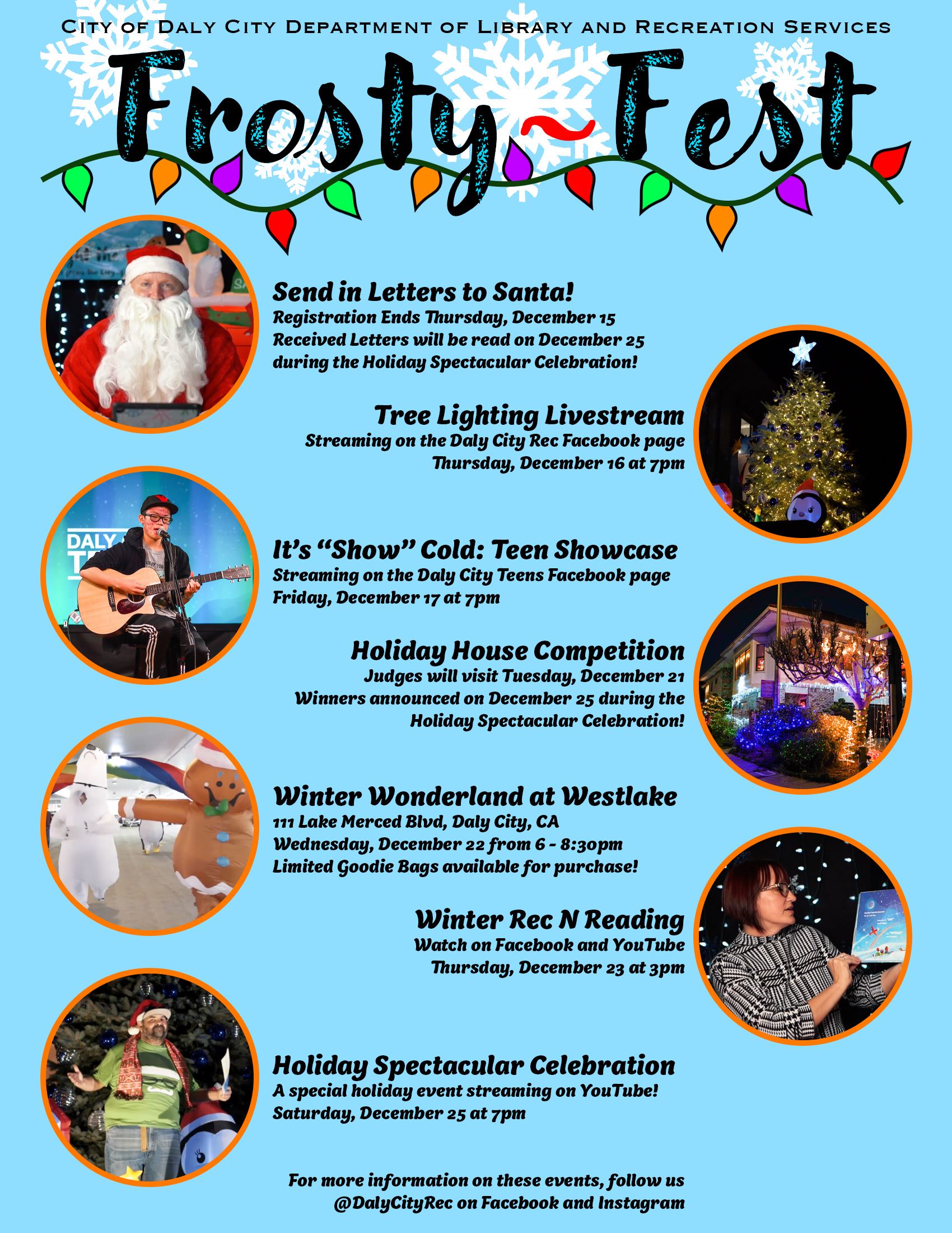 Calendar of events for Frosty Fest 2021