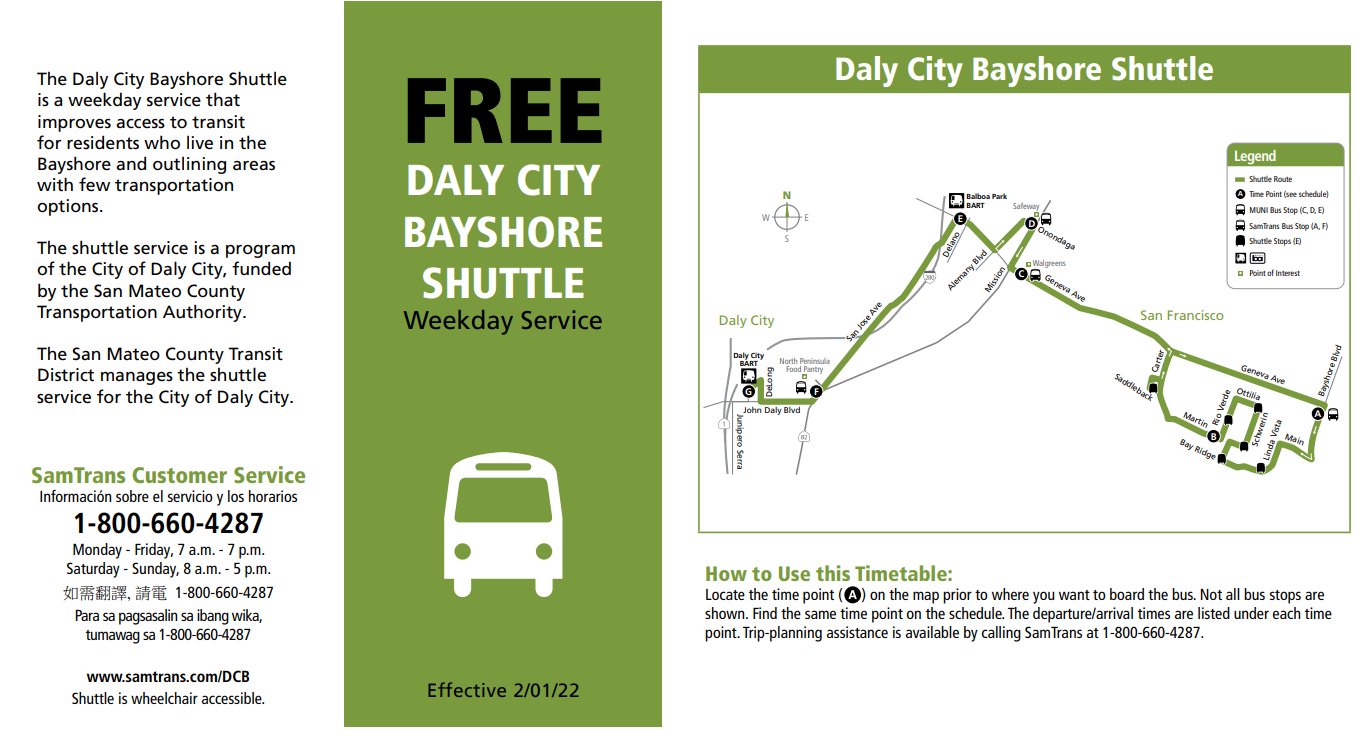 Daly City Bayshore Shuttle Route image