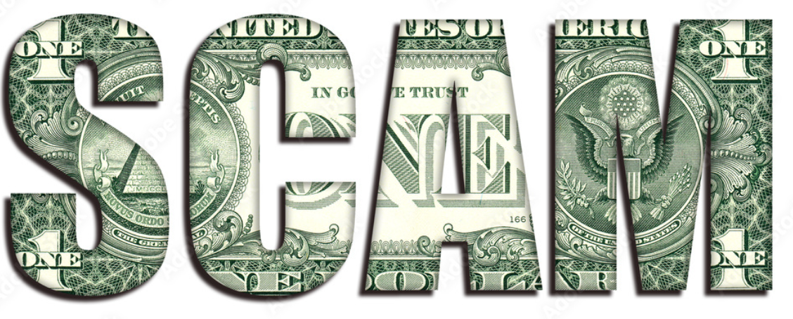 SCAM written in money image