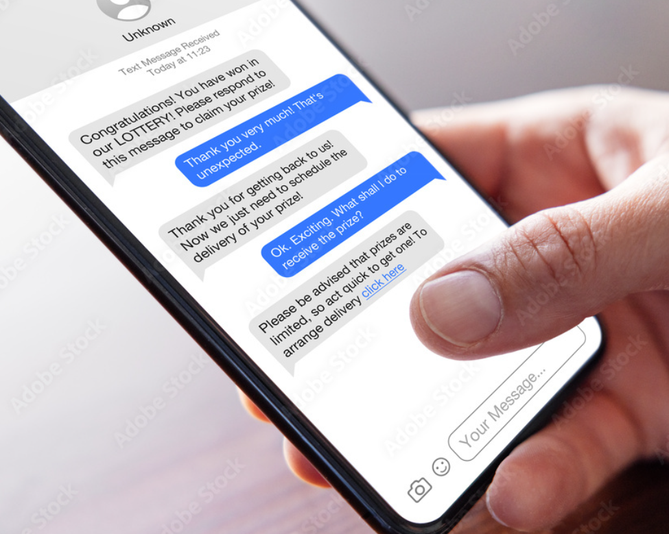 Smartphone text thread phishing image