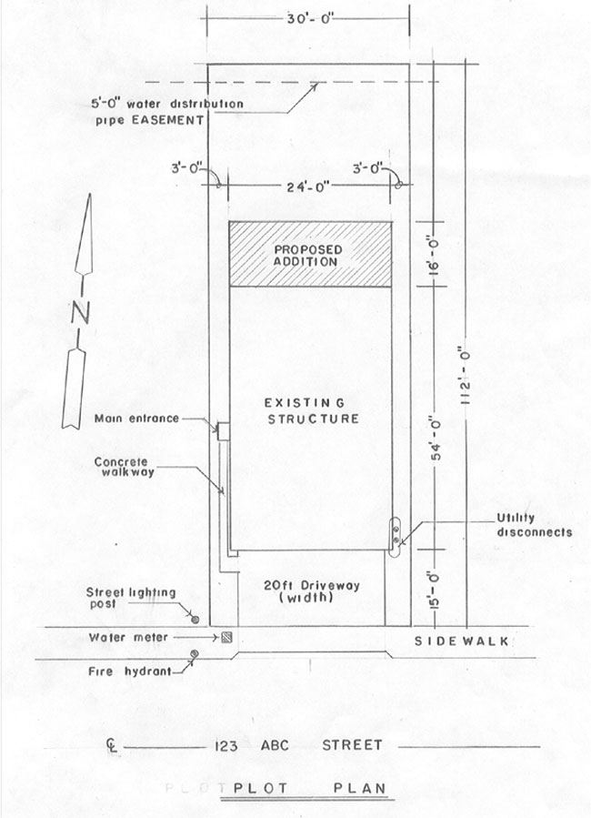 Diagram of a building floor plan for a proposed addition to a building